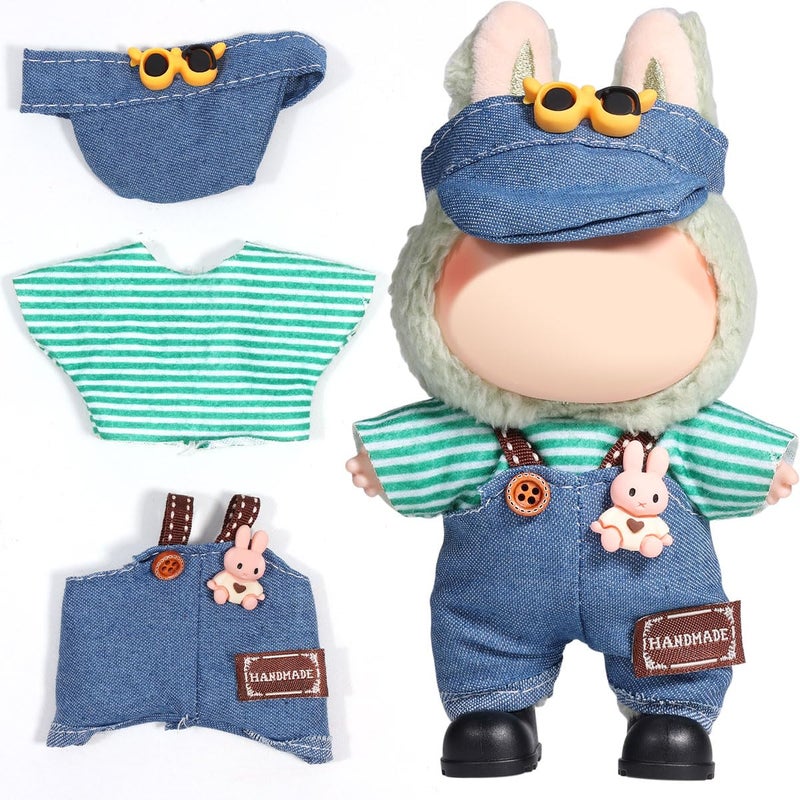AICase for Labubu Clothes/for Labubu Outfits,Clothes Set for 17cm Lububu Doll,3 Piece Set Hat Clothing for LA BUBU, Boys and Girls Stylish Adorable Dolls Clothes Accessories (No Doll)_05 - Image 1